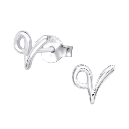 Children's Sterling Silver 'Letter C' Stud Earrings