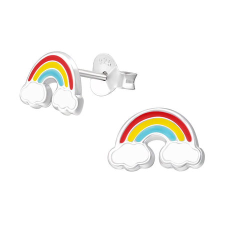 Children's Sterling Silver 'Colourful Feather' Stud Earrings