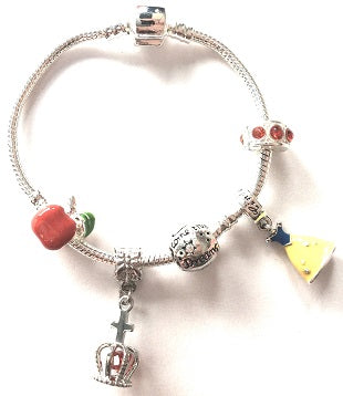 Children's Red and Yellow 'Fairytale Princess' Silver Plated Charm Bead Bracelet