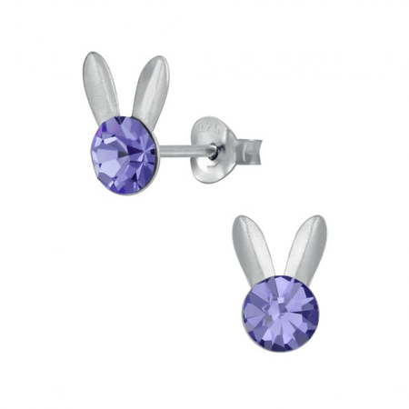 Children's Sterling Silver 'Easter Bunny Rabbit and Carrot' Stud Earrings