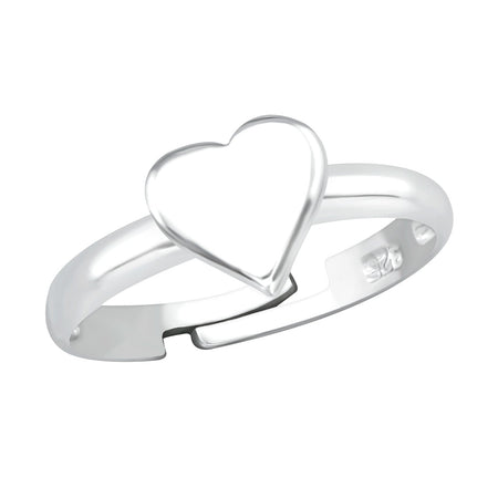 Children's Sterling Silver Adjustable Clear Diamante Heart Ring