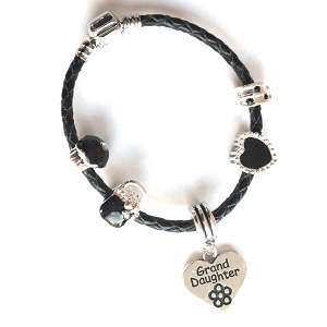 Children's Granddaughter 'Bee Happy' Silver Plated Charm Bead Bracelet