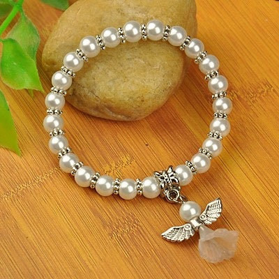 Children's 'White Angel' Stretch Bead Bracelet