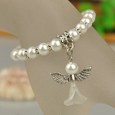 Children's 'White Angel' Stretch Bead Bracelet
