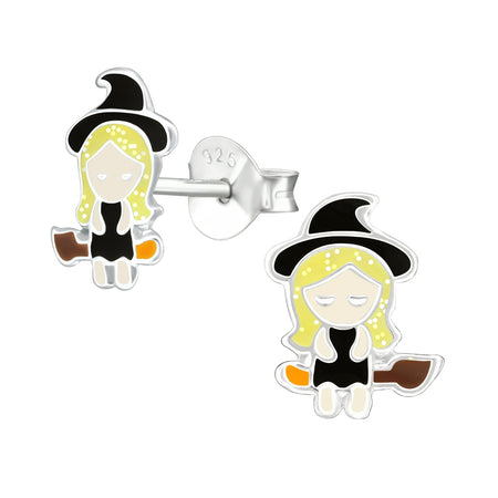 Children's Sterling Silver Halloween Pumpkin Stud Earrings