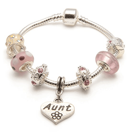 Aunt 'Purple Haze' Silver Plated Charm Bead Bracelet