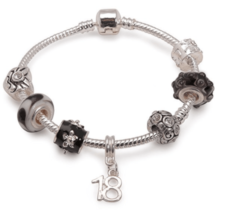 Teenager's 'Party All Night' Age 13/16/18 Silver Plated Charm Bead Bracelet