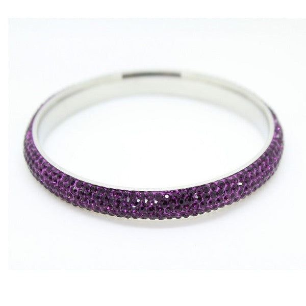 Stainless Steel & Czech 'Purple Sparkle' Purple and Silver Bangle/Bracelet