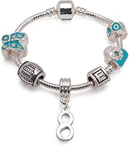 Childrens Pink 'Happy 7th Birthday' Silver Plated Charm Bead Bracelet