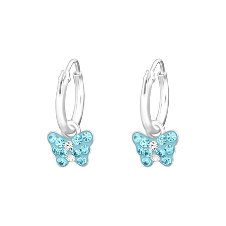 Children's Sterling Silver 'Blue Crystal Paw' Hoop Earrings