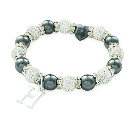 Stainless Steel & Czech 'Midnight Sparkle' Midnight Grey and Silver Bangle/Bracelet