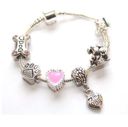 Children's Niece 'Pretty in Pink' Silver Plated Charm Bead Bracelet