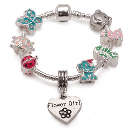 Children's Flower Girl 'Love To Dance' Silver Plated Charm Bead Bracelet
