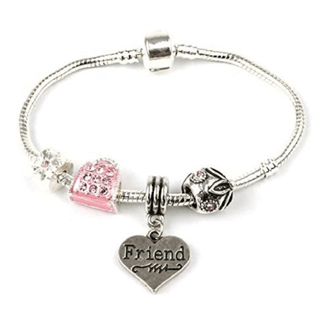 Black & Silver Tone 'Capture My Heart' Stretch Charm and Bead Bracelet