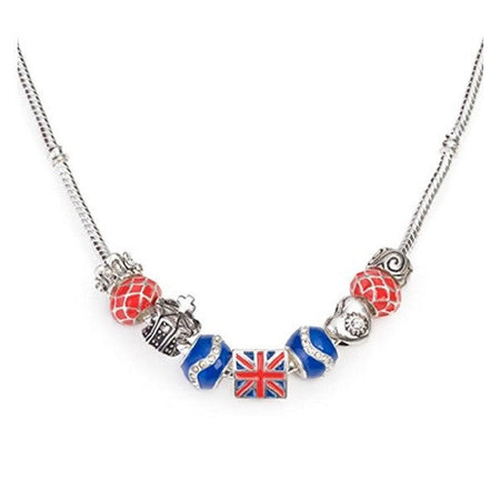 Silver Plated 'Misty Blue' Charm Bead Necklace