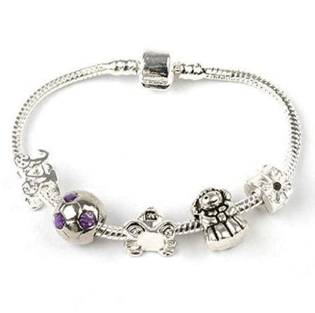 Children's Granddaughter 'Purple Fairy Dream' Silver Plated Charm Bead Bracelet