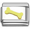 Stainless Steel 9mm Shiny Link with Gold Plated Dog Bone for Italian Charm Bracelet