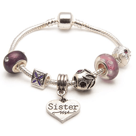 Adult's Niece'Purple Haze' Silver Plated Charm Bead Bracelet