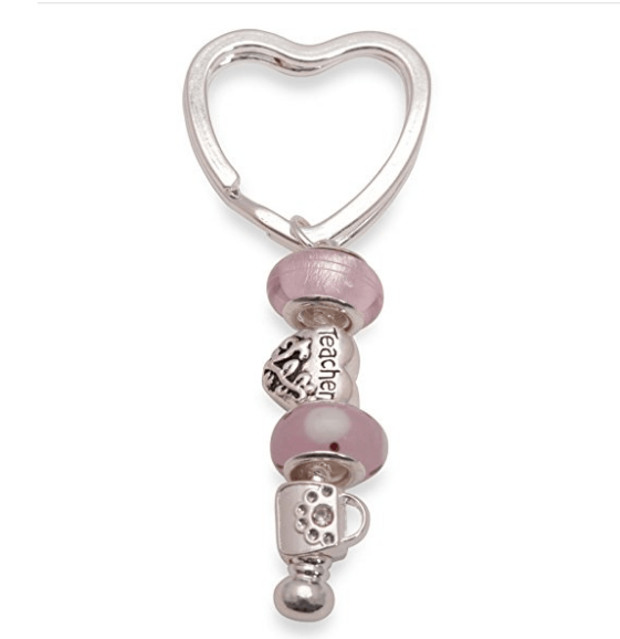 Teacher 'Pink Lady' Silver Plated Key ring/Handbag Charm