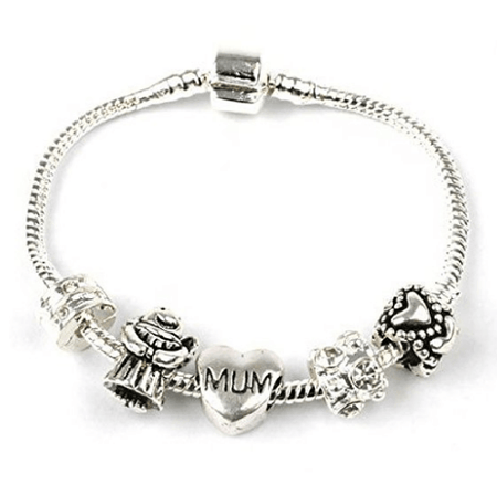 Mum 'Vanilla Kisses' Silver Plated Charm Bead Bracelet