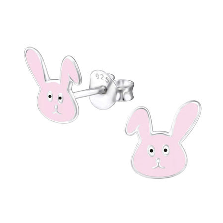 Children's Sterling Silver 'Grey Easter Bunny' Stud Earrings