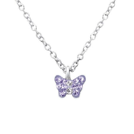 Children's Sterling Silver Blue Crystal Butterfly Pendant Necklace