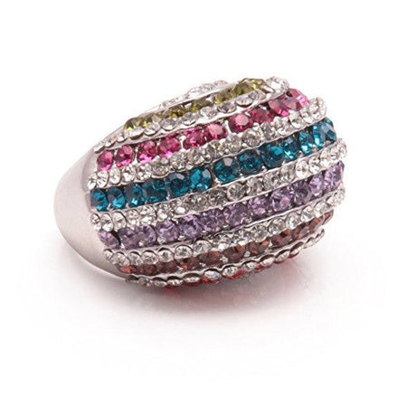 Celebrity 'Seattle Dream' Sterling Silver Plated Gold 12mm Czech Crystal Disco Ball Ring