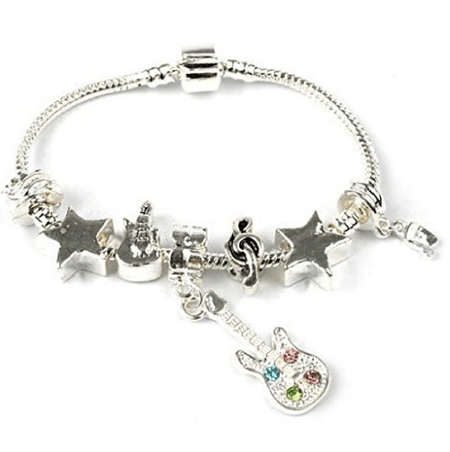 Teenager's 'September Birthstone' Sapphire Coloured Crystal Silver Plated Charm Bead Bracelet