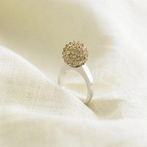Celebrity 'Seattle Dream' Sterling Silver Plated Gold 12mm Czech Crystal Disco Ball Ring