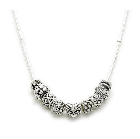 Silver Plated 'Champagne Glamour' Charm Bead Necklace