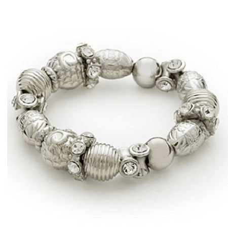 Designer Inspired 'Orionis' Agate Gemstone/Silver Pave Crystal Disco Ball Bracelet