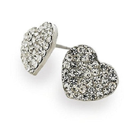 Adult's Sterling Silver 'Chelsea Heart' Czech Crystal Stud Earrings