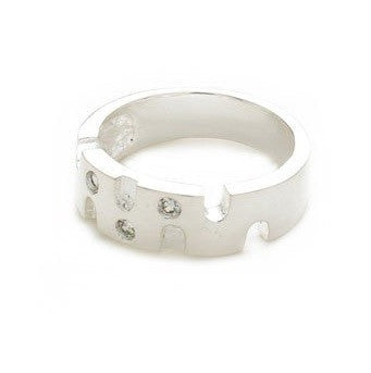 Designer Celebrity Silver Tone and Crystal Diamante 'Shimmer' Cocktail Ring