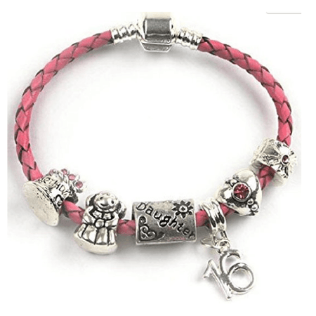 Teenager's 'Party All Night' Age 13/16/18 Silver Plated Charm Bead Bracelet
