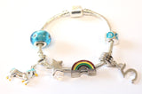 Children's 'Magical Unicorn 5th Birthday' Silver Plated Charm Bead Bracelet