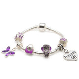 Children's Princess 'Purple Fairy Dream' Silver Plated Charm Bead Bracelet
