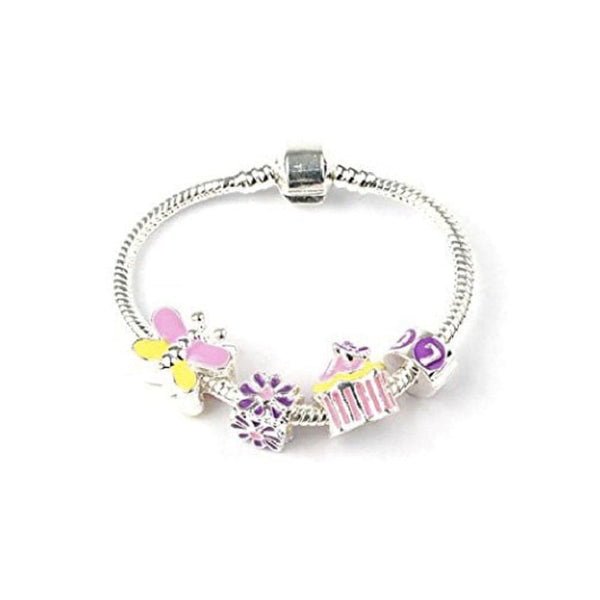 Children's 'Birthday Girl' Silver Plated Charm Bead Bracelet