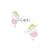 Children's Sterling Silver Beautiful Ballerina Girl Stud Earrings