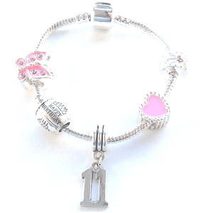 Children's 'Blue Princess 5th Birthday' Silver Plated Charm Bead Bracelet