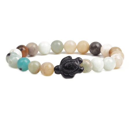 Adult's/Teenager's White Barked Pine Stone Turtle Stretch Bracelet