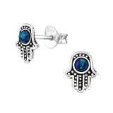 Children's Sterling Silver Hamsa Hand / Hand of Fatima Stud Earrings