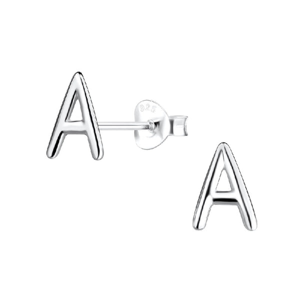 Children's Sterling Silver 'Letter A' Stud Earrings