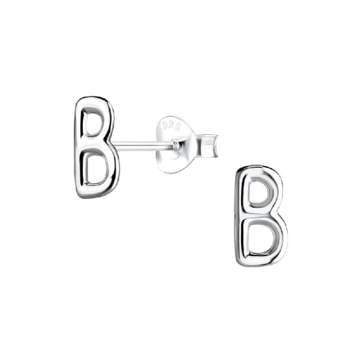 Children's Sterling Silver 'Letter B' Stud Earrings