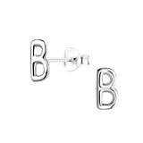 Children's Sterling Silver 'Letter B' Stud Earrings
