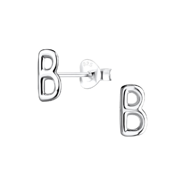 Children's Sterling Silver 'Letter B' Stud Earrings