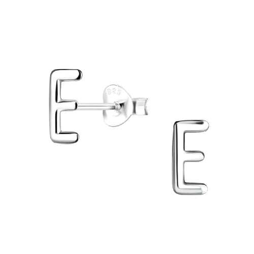 Children's Sterling Silver Letter E Stud Earrings