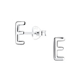 Children's Sterling Silver Letter E Stud Earrings