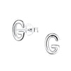 Children's Sterling Silver 'Letter G' Stud Earrings