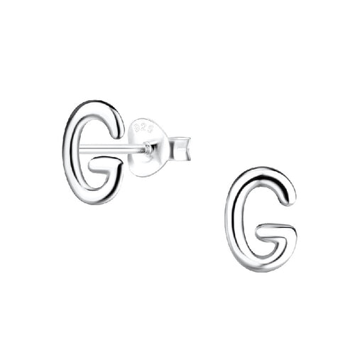 Children's Sterling Silver 'Letter G' Stud Earrings