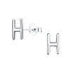 Children's Sterling Silver 'Letter H' Stud Earrings